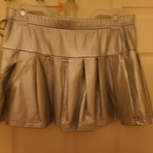 SHEIN Silver Metallic Pleated Mini Skirt